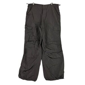 White Fox Pants Womens Small Black‎ Be The Moment Cargo Parachute Wide Leg Baggy